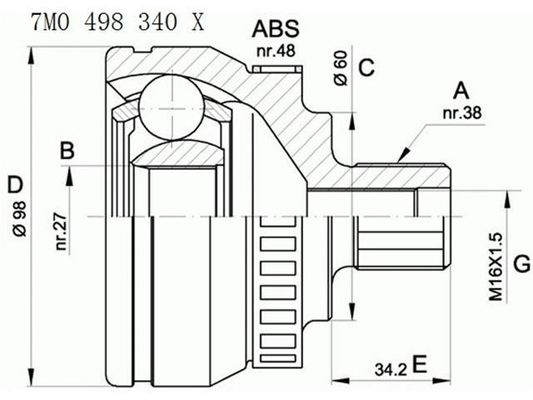 Mua 7M0498099 Các bộ phận truyền tải C.V Joint online manufacture